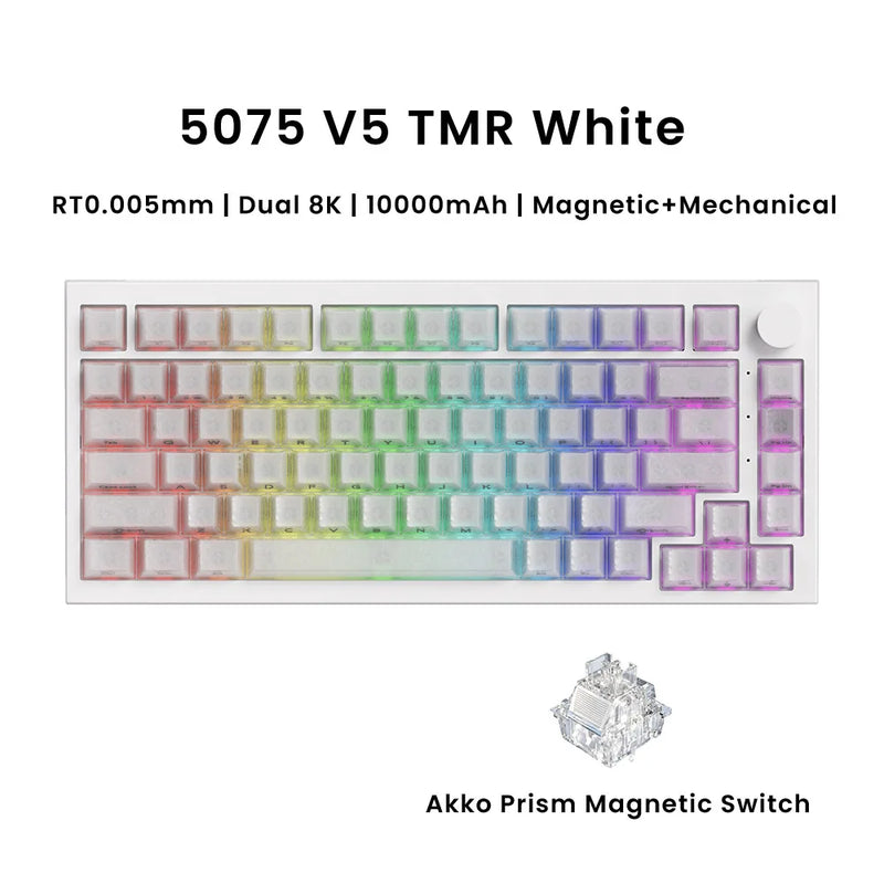 Akko Magnetic Keyboard 5075 V5 TMR 75% RT0.005mm Hot-swap Compatible with Magnetic/Mechanical Switches 8K ARGB Gaming Keyboard