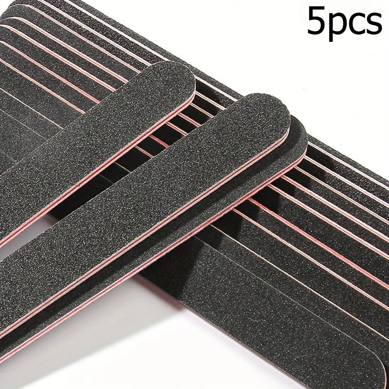 5/10/20pcs Professional Double-Sided Nail File Set,Black Matte Board Manicure and Sanding Tools 100/180 Grit,Washable Dual-Sided