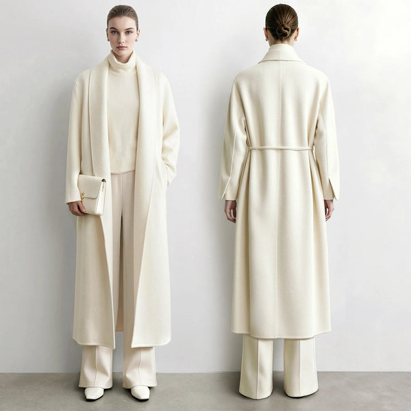 Amii Double-Faced Wool Alpaca Blend Belted Long Coat Elegant Slimming Minimalist 2026 Winter Women Winter Coat 12624042