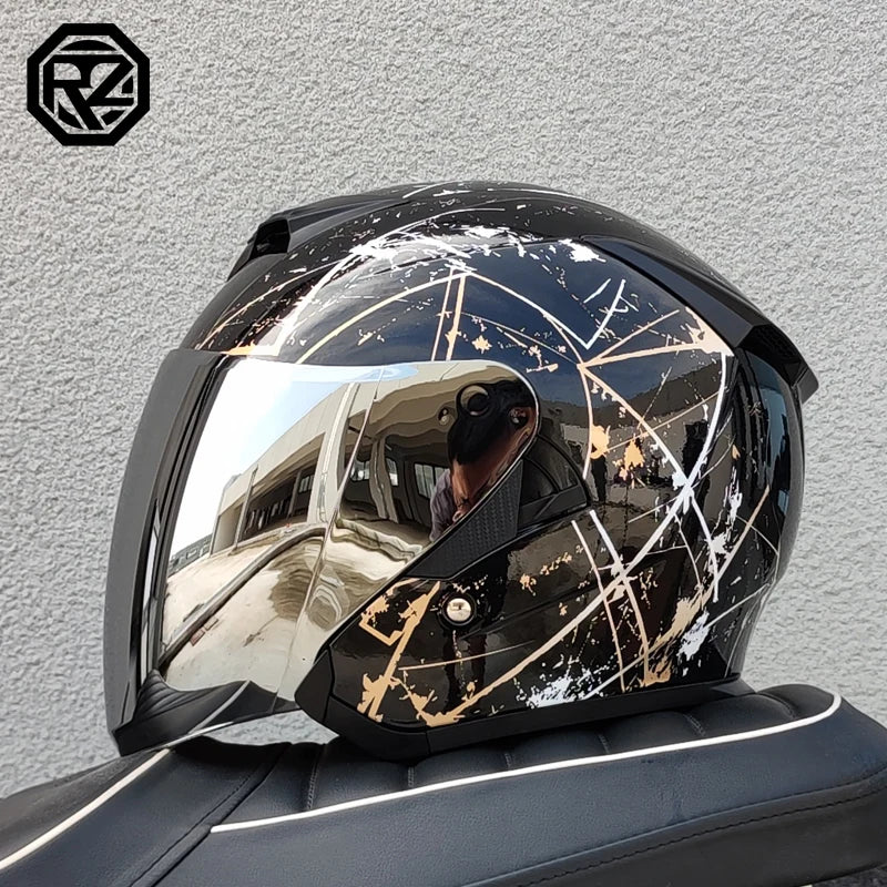 ORZ semi covered dual lens motorcycle helmet DOT approved men's and women's urban commuting helmet Capacite Casco