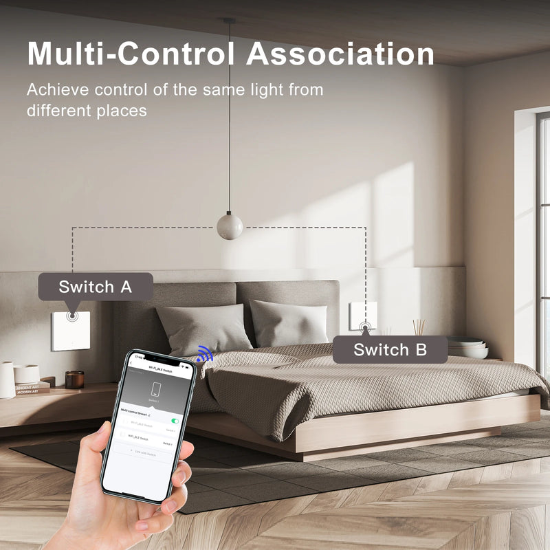 BSEED Zigbee Button Switch 1/2/3Gang 2Way Wall Light Switch Automatic Rebound Smart Curtain Shutter Switch Neutral Required