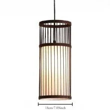 JOYINLED Japanese Style Dia.18 Bamboo Modern Handmade Pendant Art Ceiling Light Bamboo Light Chandelier Lamp Bedroom Dining Room