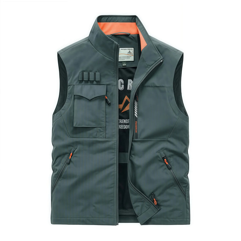 Men's thin multi-pocket Outdoor quick-drying vest  large-sized fishing suit casual work vest photography work jacket