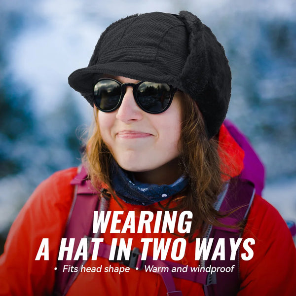 WRELS Winter Trapper Hat Windproof Warm Ear Protection Cycling Hat Cap with Ear Flaps Thick Warmer Motorcycle Hunting Hat