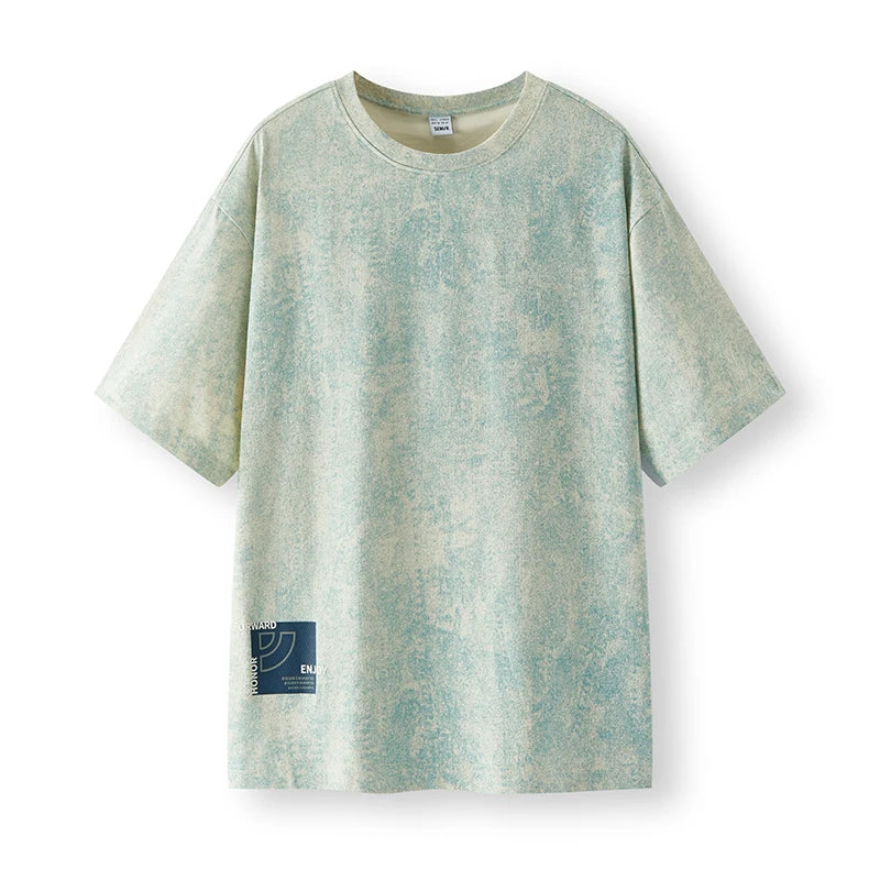 Semir Mens Tshirt 2026 Denim Like Batik Printed Knitted Loose Crew Neck Casual Fashion Soft Comfortable Tops