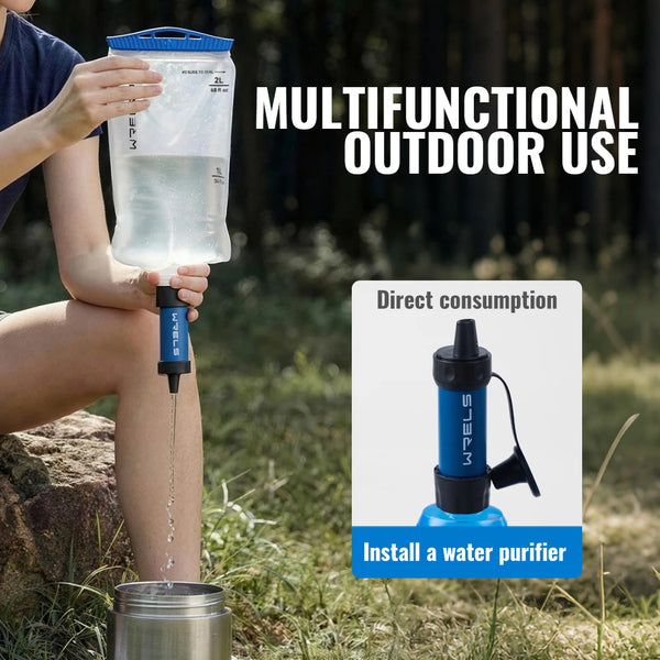 WRELS Water Collection Filtration Bag for Water Filtration System Survival Water Filter Straw Foldable BPA-Free Filtration Bag
