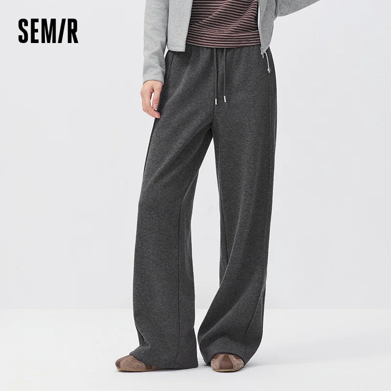 Semir Women Casual Pants High Waist Fleece Lined Commuter Style Wide Leg 2026 New Winter Daily Wear Urban Casual Style