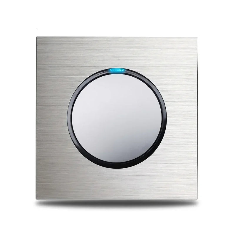 Europe UK FR Luxury LED Wall Light Switch Socket,1 2 3 4 gang 1 2way On/Off aluminum alloy Round Button household Switch panel