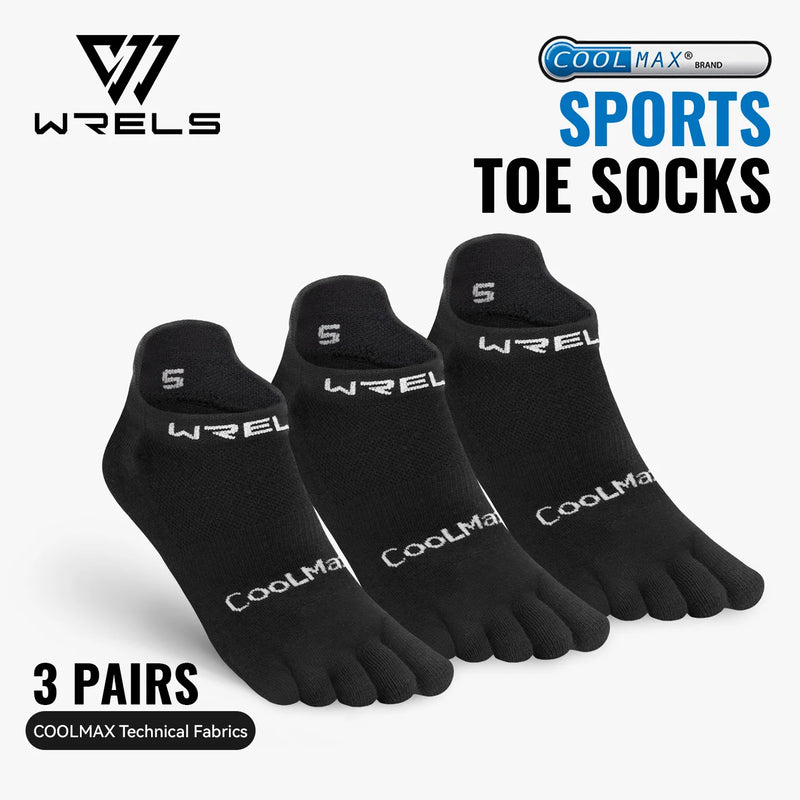 WRELS 1/2/3pairs COOLMAX Toe Socks Breathable Five Finger Socks Athletic Hiking Running Soft Comfortable Moisture Wicking Socks