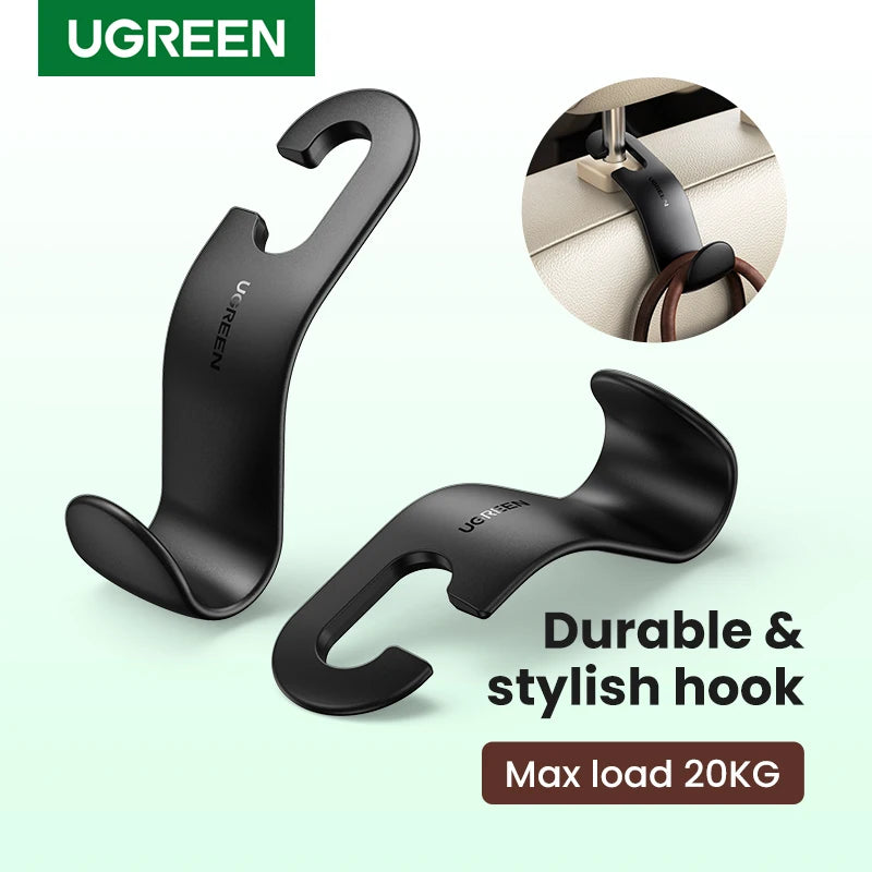 Ugreen 2pcs Car Holder In Car Adjustable Backseat Headrest Hanger Hooks for Cloth Grocery Bag Purse Organizer Storage Car Hook