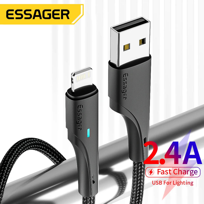 ខ្សែសាក USB Essager សម្រាប់ iPhone 14 13 12 11 Pro Max XR XS 8 7 Plus ខ្សែសាកលឿនសម្រាប់ iPhone ខ្សែសាក USB ខ្សែសាក