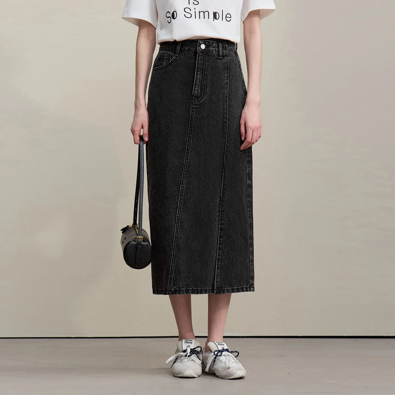 សំពត់អំបោះ Denim របស់ស្ត្រី Amii រដូវក្តៅឆ្នាំ ២០២៦ សំពត់មីឌីថ្មី Asymmetric Zip សំពត់កប្បាស Vintage ចំហៀងត្រង់ សម្លៀកបំពាក់ស្ត្រី 12642162