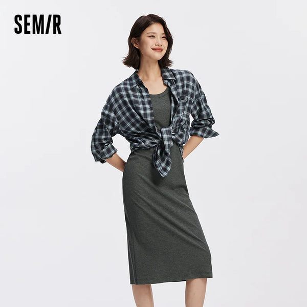 រ៉ូបស្ត្រី Semir ករាងអក្សរ U អាវកាក់មីឌី អាវពីរដុំ រចនាប័ទ្មធ្វើដំណើរធម្មតា សម្លៀកបំពាក់រដូវស្លឹកឈើជ្រុះ សម្រាប់ពាក់ប្រចាំថ្ងៃក្នុងទីក្រុង ឆ្នាំ២០២៦