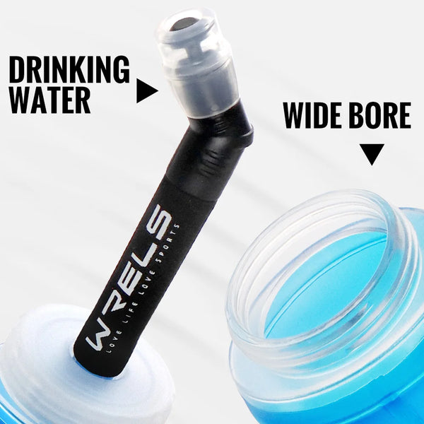 WRELS TPU Collapsible Soft Water Bottle for Hydration Pack Soft Flask Folding Water Bottles BPA-Free Sports Running Bottles
