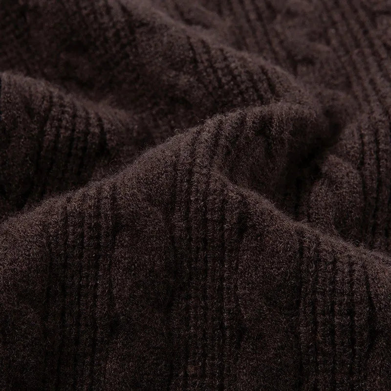 Men's Cable Knit Sweater, Faux Two-Layer Shirt Collar, 550g Wool Blend, 7 Colors Business Casual Knitted Pullover Sweater