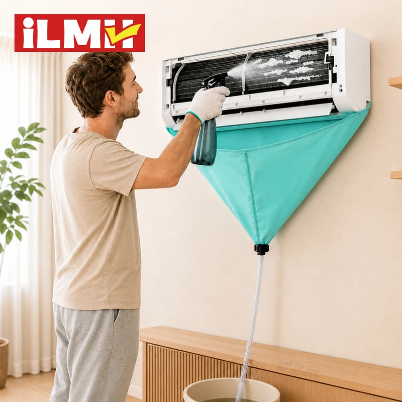 ឈុតសម្អាតម៉ាស៊ីនត្រជាក់ iLMH, គម្របសម្អាតការពារទឹក, ទុយោបង្ហូរទឹក, កាបូបសម្អាតម៉ាស៊ីនត្រជាក់ប្រភេទបំបែកភ្ជាប់ជញ្ជាំង, ឧបករណ៍ការិយាល័យនៅផ្ទះ