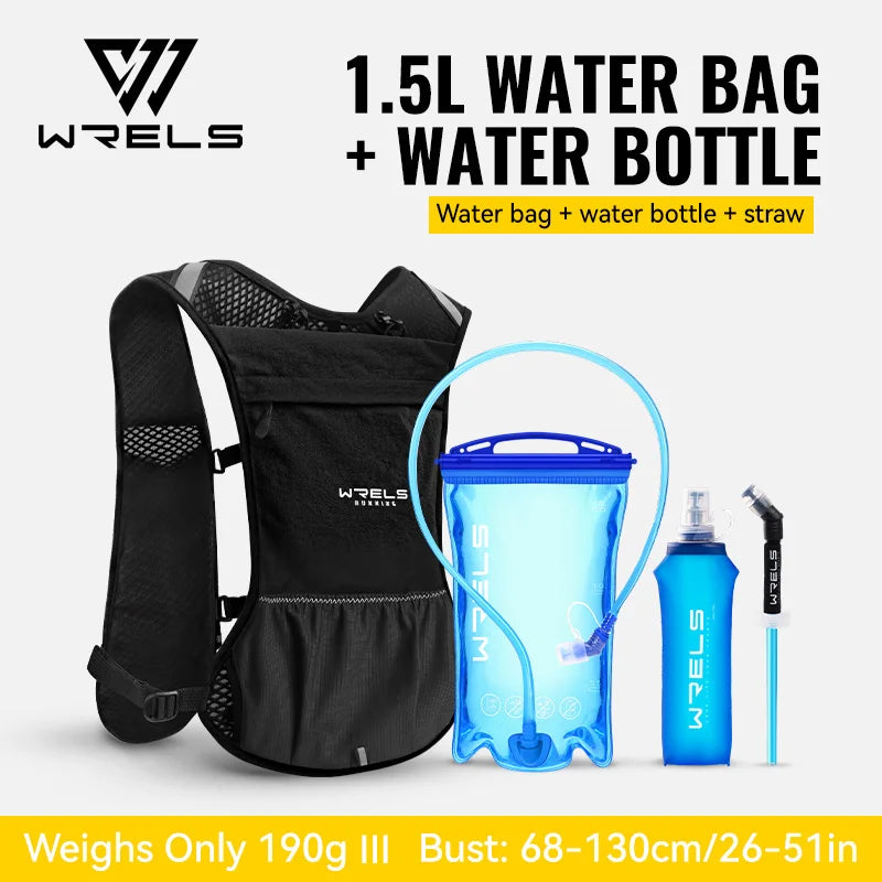 WRELS Running Vest Lightweight Hydration Vest with Water Bladder Hydration Backpack for Marathon Trail Cycling Hiking Jogging