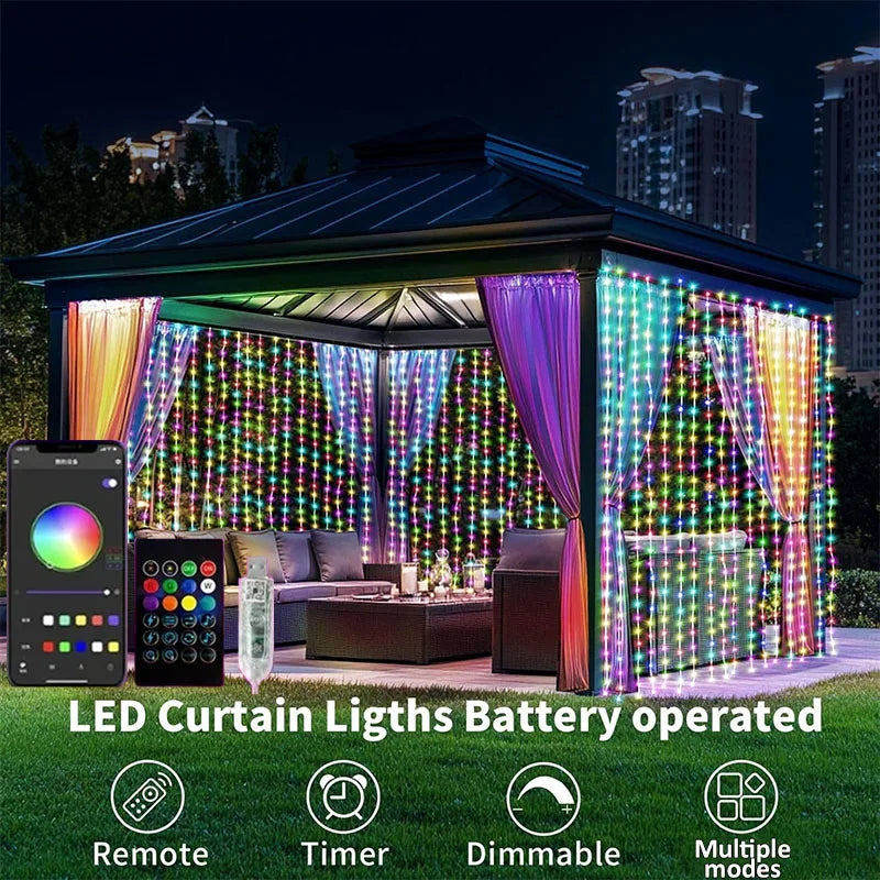 Smart LED Curtain Light RGB Color Changing Holiday Wall Lights Indoor DIYString Light APP Remote Control forWindow Party Wedding