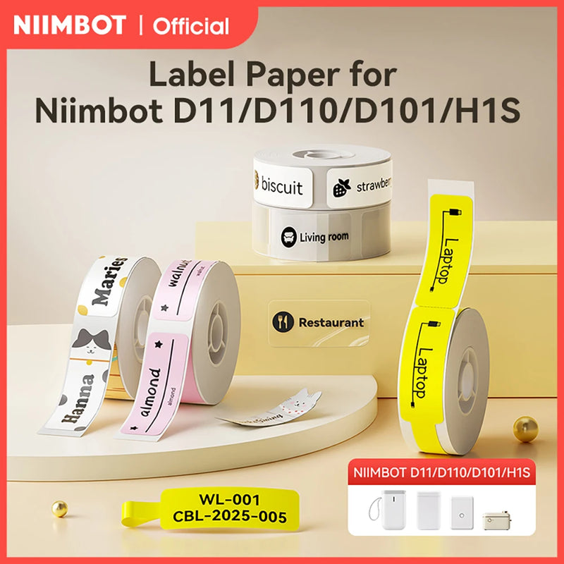 Niimbot Waterproof Anti-Oil Printing Label Paper Scratch-Resistant Tape Sticker for D11 D110 D101 H1S Mini Thermal Label Printer