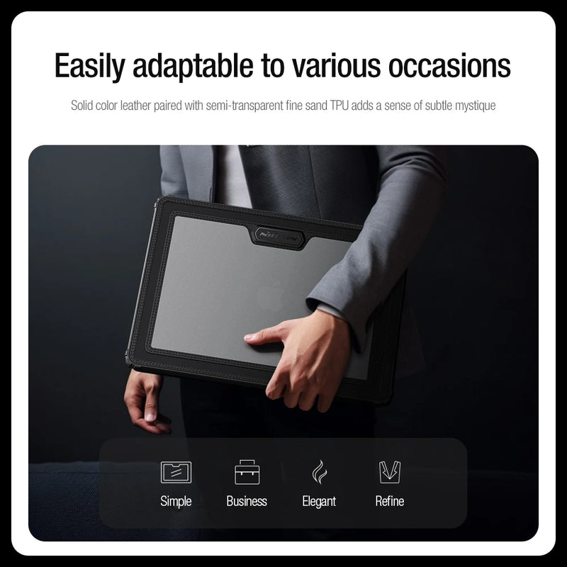 For Macbook Air M1 Case For Macbook Air M2 Case NILLKIN Bumper Frosted Laptop Sleeve PU Leather Laptop Case For Macbook Air 13