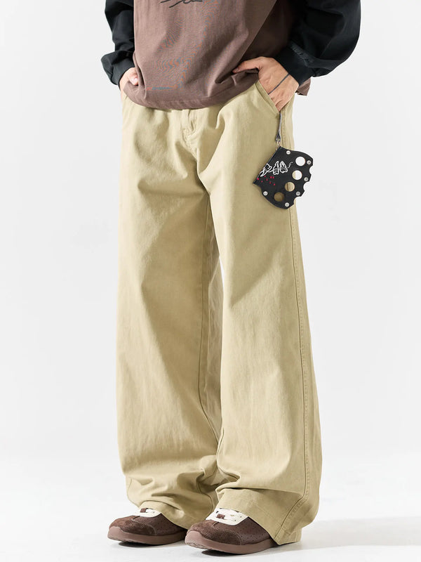 DUKEEN Men's Vintage Workwear Pants Heavyweight 100% Cotton Loose Straight Wide Leg Street Style