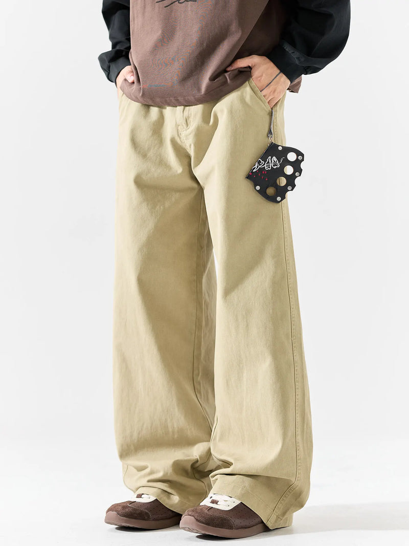 DUKEEN Men's Vintage Workwear Pants Heavyweight 100% Cotton Loose Straight Wide Leg Street Style