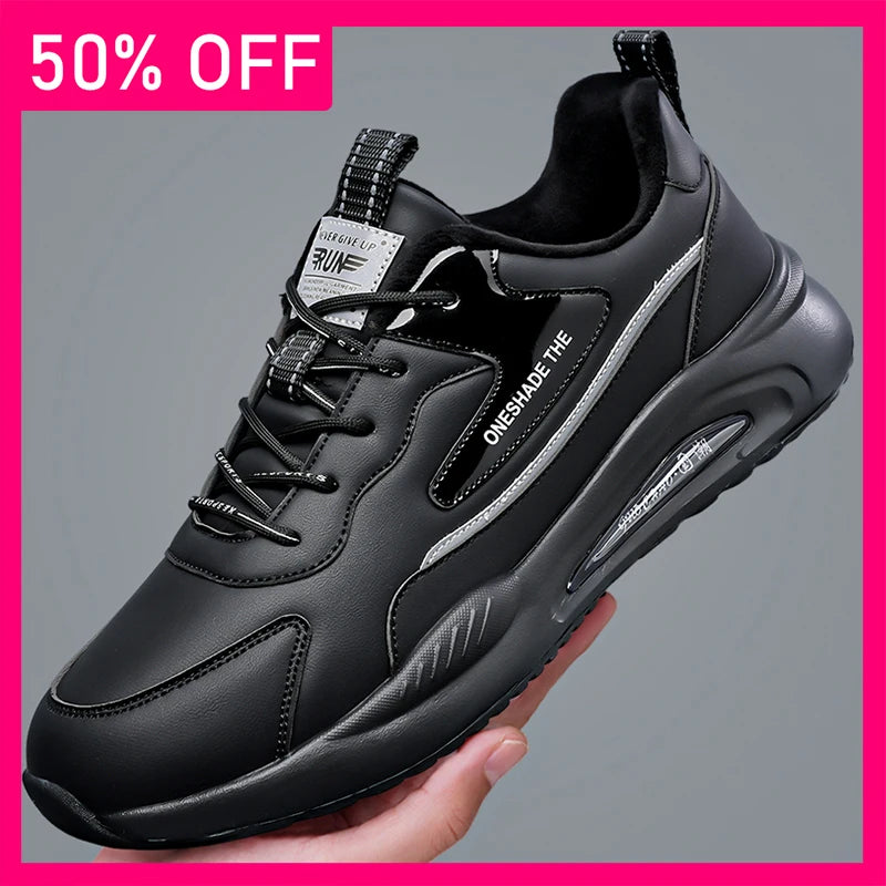 Men Sports Shoes Winter New Cotton Comfortable Soft Leather Outdoor Fitness Shoes Lightweight Versatile Casual Jogging Shoes