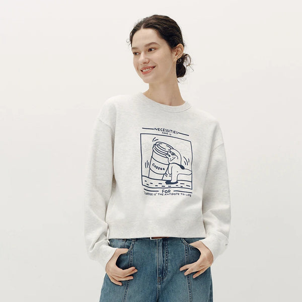អាវយឺត Semir សម្រាប់នារី ស្មារលាត់ បោះពុម្ពក្រាហ្វិក ស្ទីលធម្មតា ងាយស្រួលស្លៀកប្រចាំថ្ងៃ រដូវស្លឹកឈើជ្រុះ ឆ្នាំ២០២៦