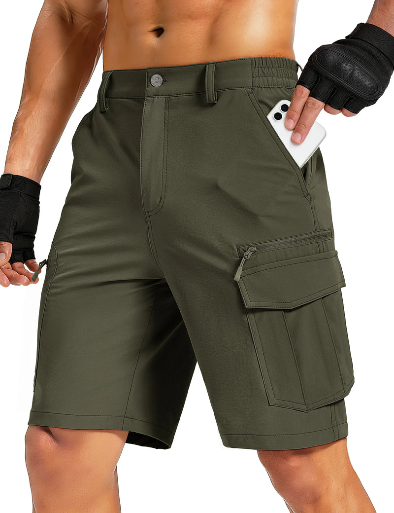 TACVASEN UPF 50+ Hiking Cargo Shorts with 7 Pockets Men 9" Quick Dry Lightweight Nylon Shorts Outdoor Work Shorts Fishing Casual