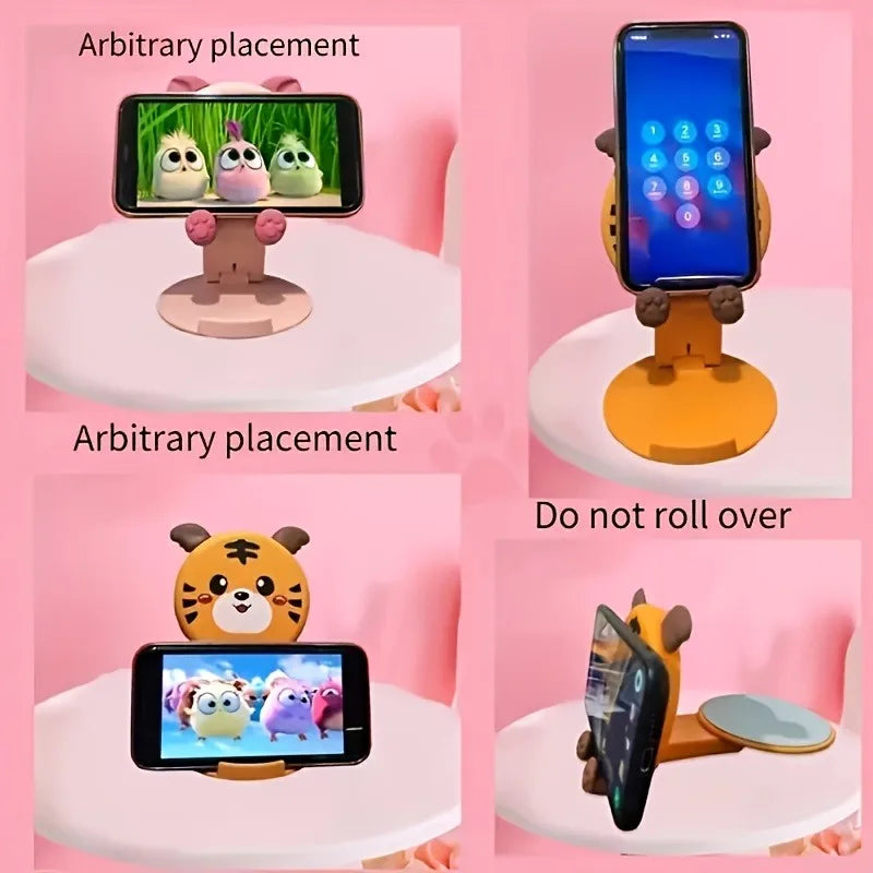 Cartoon Cute Folding Portable Multi Functional Phone Stand with Adjustable Lift And Flat Stand,Multiple Patterns to Choose from