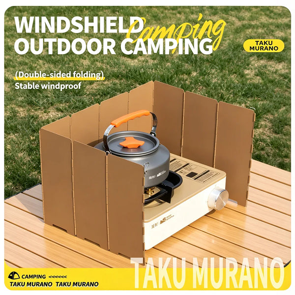 Foldable 10-Panel Camping Gas Stove Windscreen Ultralight SUS Wind Shield for Butane Canister Stove Outdoor Cooking Accessory