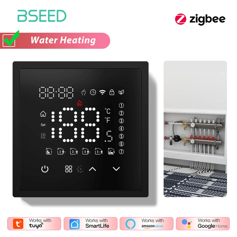 BSEED Zigbee Electric Floor Heating Water Boiler Room Thermostat ZigBee Alexa Google App Temperature Controller Plastic Frame