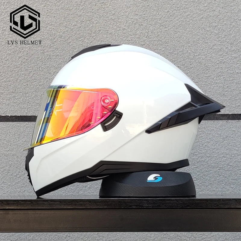 LVS high-quality adult motorcycle helmet with double lenses and full coverage track helmet, personalized large tail wing DOT