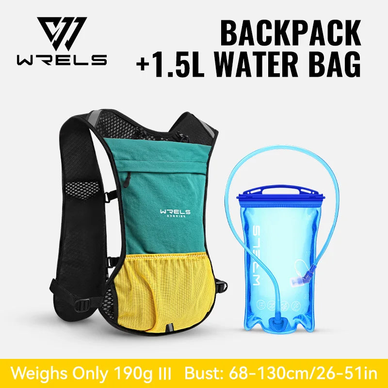 WRELS Running Vest Lightweight Hydration Vest with Water Bladder Hydration Backpack for Marathon Trail Cycling Hiking Jogging