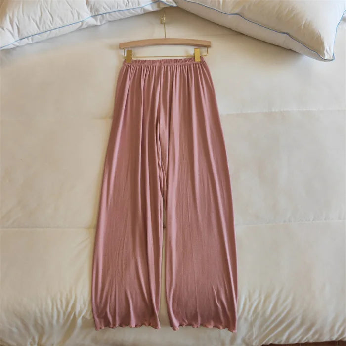 Pajama Pants Sleepwear Women Loungewear Spring Summer Lounge Bottoms Elastic Waist Home Pants Pajama Homewear Loose Trousers