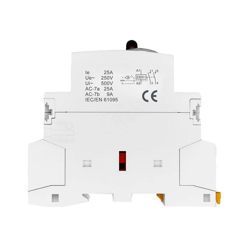 TOCT1 2P 25A 220V/230V 50/60HZ Din Rail Household AC Modular Contactor with Manual Control Switch 2NO or 1NO 1NC or 2NC