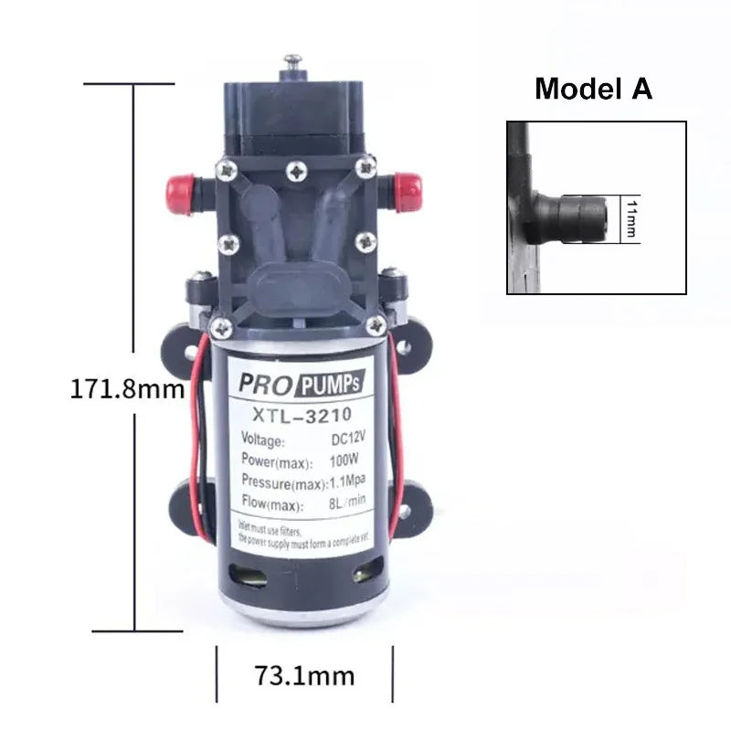DIVEDEER 100W High-Pressure Mini Diaphragm Pump Self-Priming Water Pump for Liquid Filling 130PSI 8L/Min