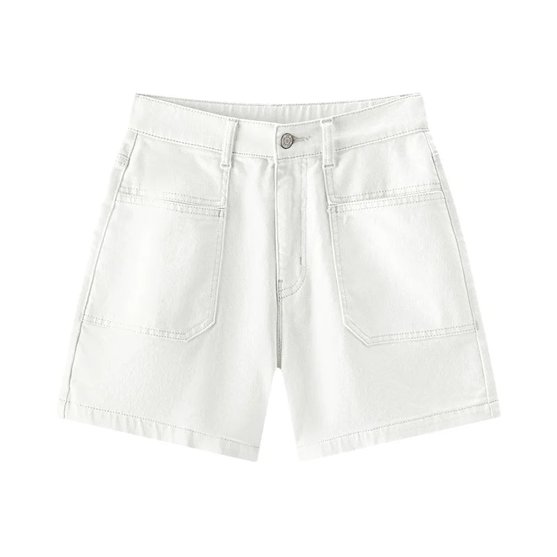 Semir Womens Denim Shorts 2026 Vintage Washed Semi Elastic Waist Straight Casual Soft