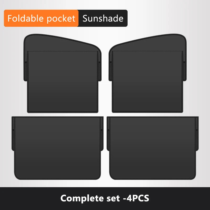 SEAMETAL Magnetic Car Window Sunshade Double Layer Sunshade Full/Semi Shading Car Curtain Front Rear Parasol With Storage Pocket