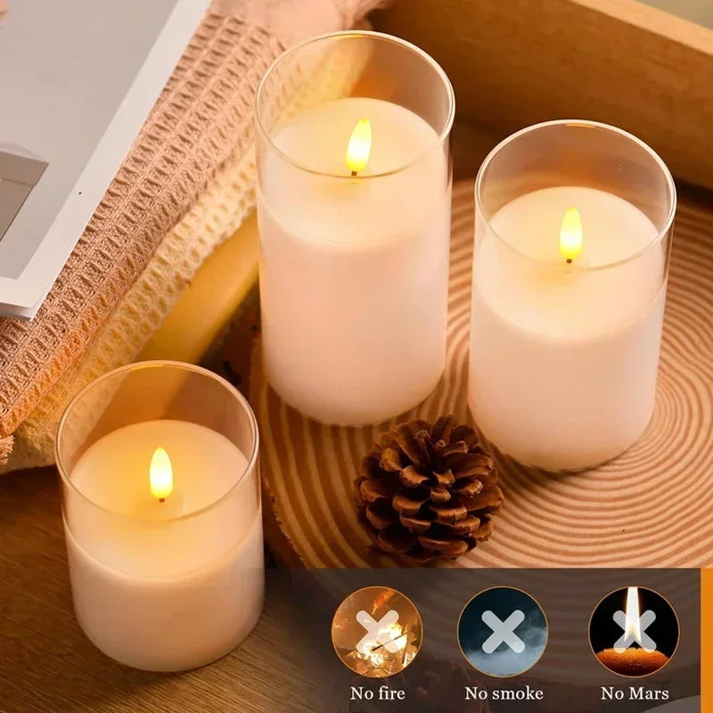 LED Lights for Home Electronic Candle LED Candle Decor Clear Acrylic Candle Full Set Remote Control Timer for Christmas Wedding