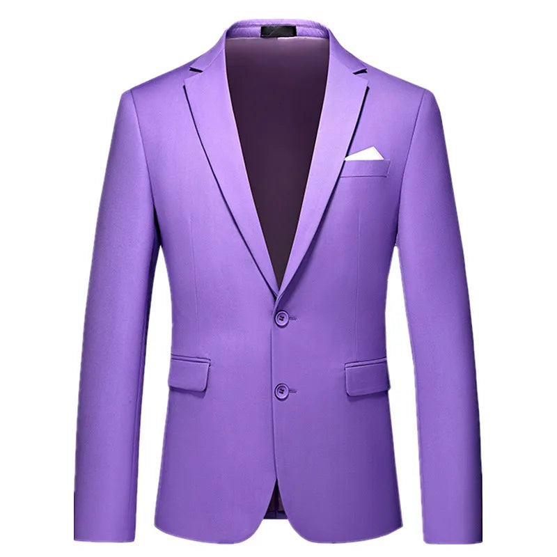 Men's Rose Red Suit Jacket, Wedding/Office Slim-fit Formal Coat, Asian Size M-6XL,Available in Blue, Gray, Black, Purple, Green