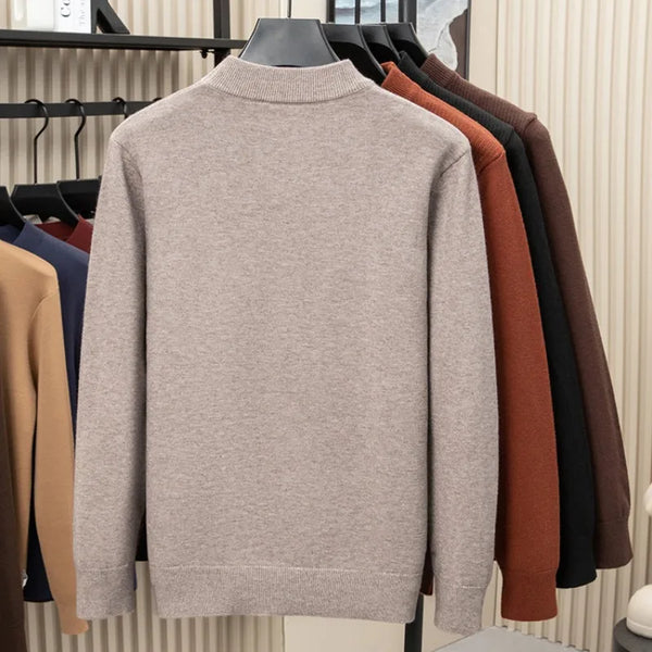 Men's Heavyweight Half High Collar Sweater 500g Thick Wool Blend Anti-Pilling Winter Pullover