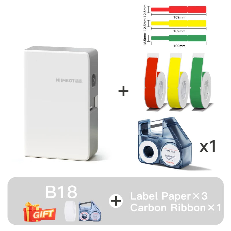 NIIMBOT N1/B18 Mini Portable Label Printer Thermal Transfer Pocket Label Maker With Long Life Ribbon And PET Stickers Gift