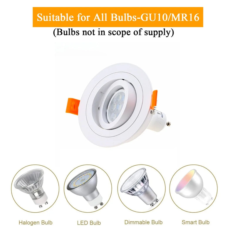 JOYINLED LED Downlight Round Square Adjustable Spotlight Lamp Frame with GU10 MR16 Socket Recessed Ceiling Spot Light Fixtures