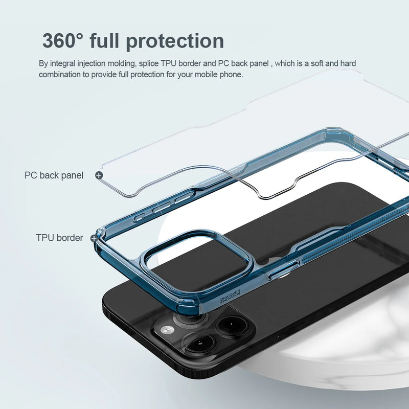 For iPhone 15 Pro Max NILLKIN Nature TPU Pro Case For iPhone 15 /15 Pro Shockproof Full Lens Protection Transparent Cover