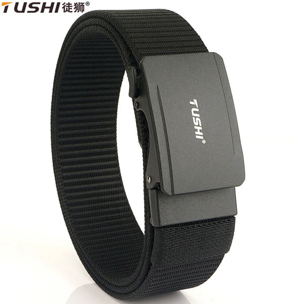 TUSHI New Automatic Buckle Light Comfortable Nylon Military Belt Outdoor Hunting Multifunctional Tactical Belt Canvas Men Belt