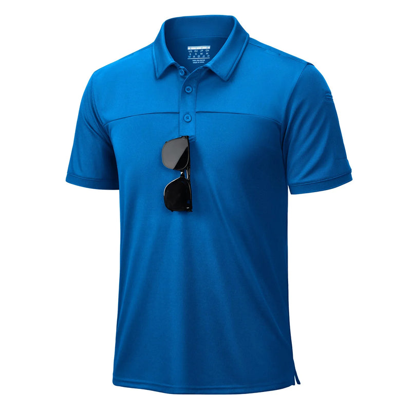 TACVASEN Men's Tactical Polo Shirt UPF 50+ Sun Protection Quick Dry Short Sleeve Shirt Moisture Wicking Outdoor Hiking Polo