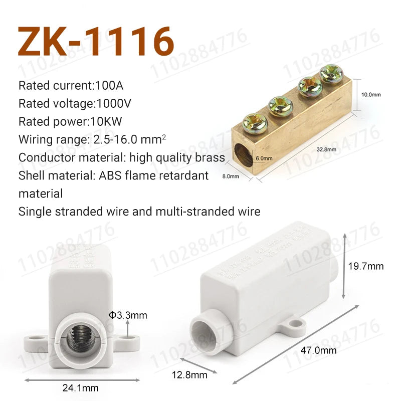 3PCS High Power Splitter Quick Wire Connector Terminal Block Electrical Cable Junction Box ZK-306 ZK-506 ZK-316 ZK516 Connectors