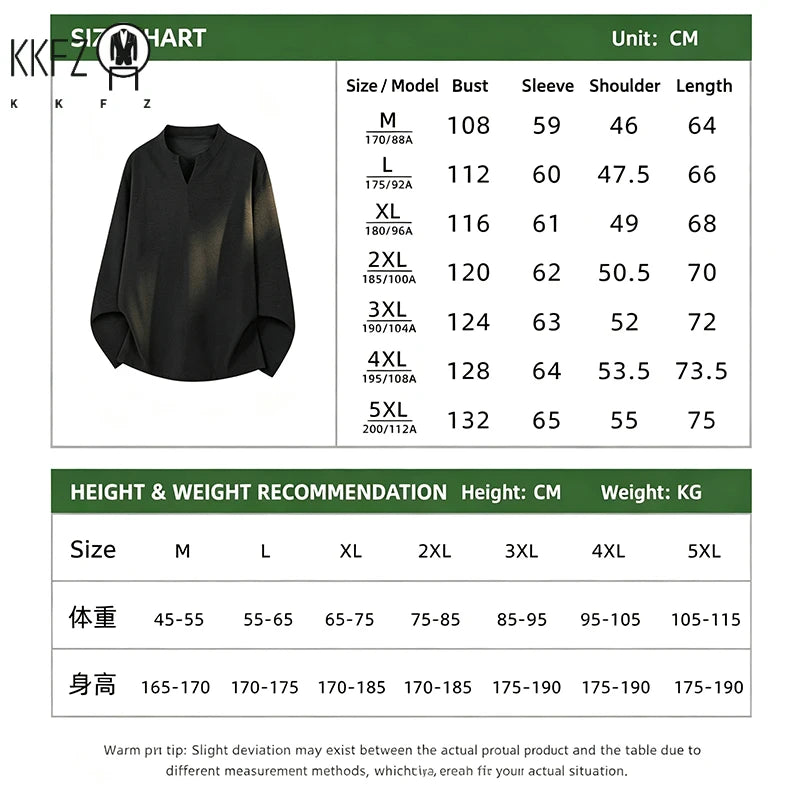 Mens Long Sleeve V Neck Mandarin Collar Shirt Linen Weave Fabric Loose Silhouette For Daily Occasions