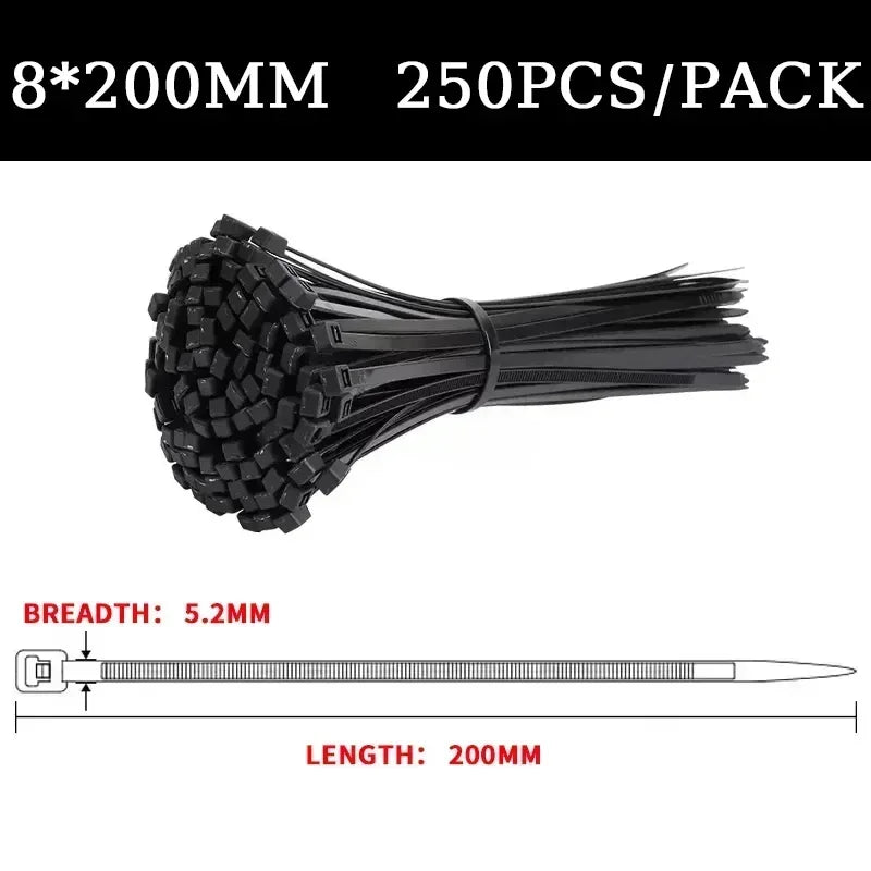 Self-locking Plastic Nylon Cable Tie 5200mm 5300mm Black Cable Fastening Ring 8*500mm Large Cable Zip Wrap Strap